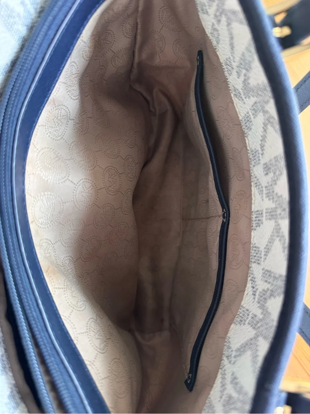 Michael Kors Navy and Vanilla MK Logo Tote